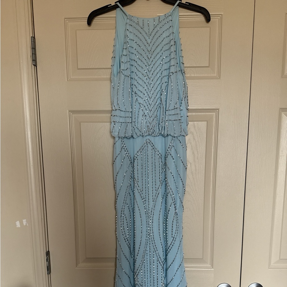 Baby Blue Beaded Formal Dress